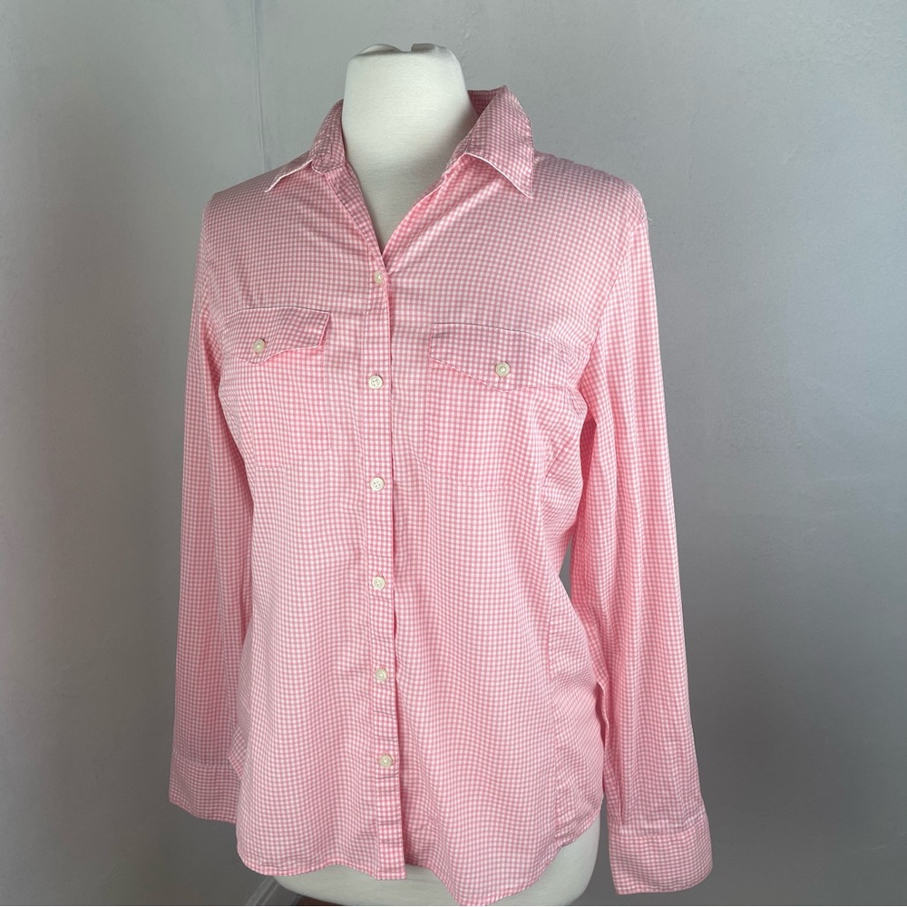 Banana Republic Pink Gingham Soft Wash Shirt